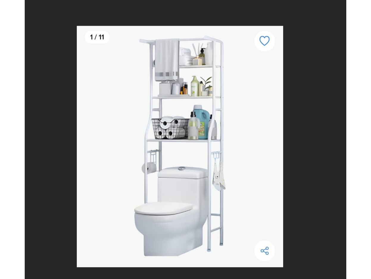 Mueble Organizador Baño Inodoro Rack Toilet 3 Estantes Metal Blanco Para armar