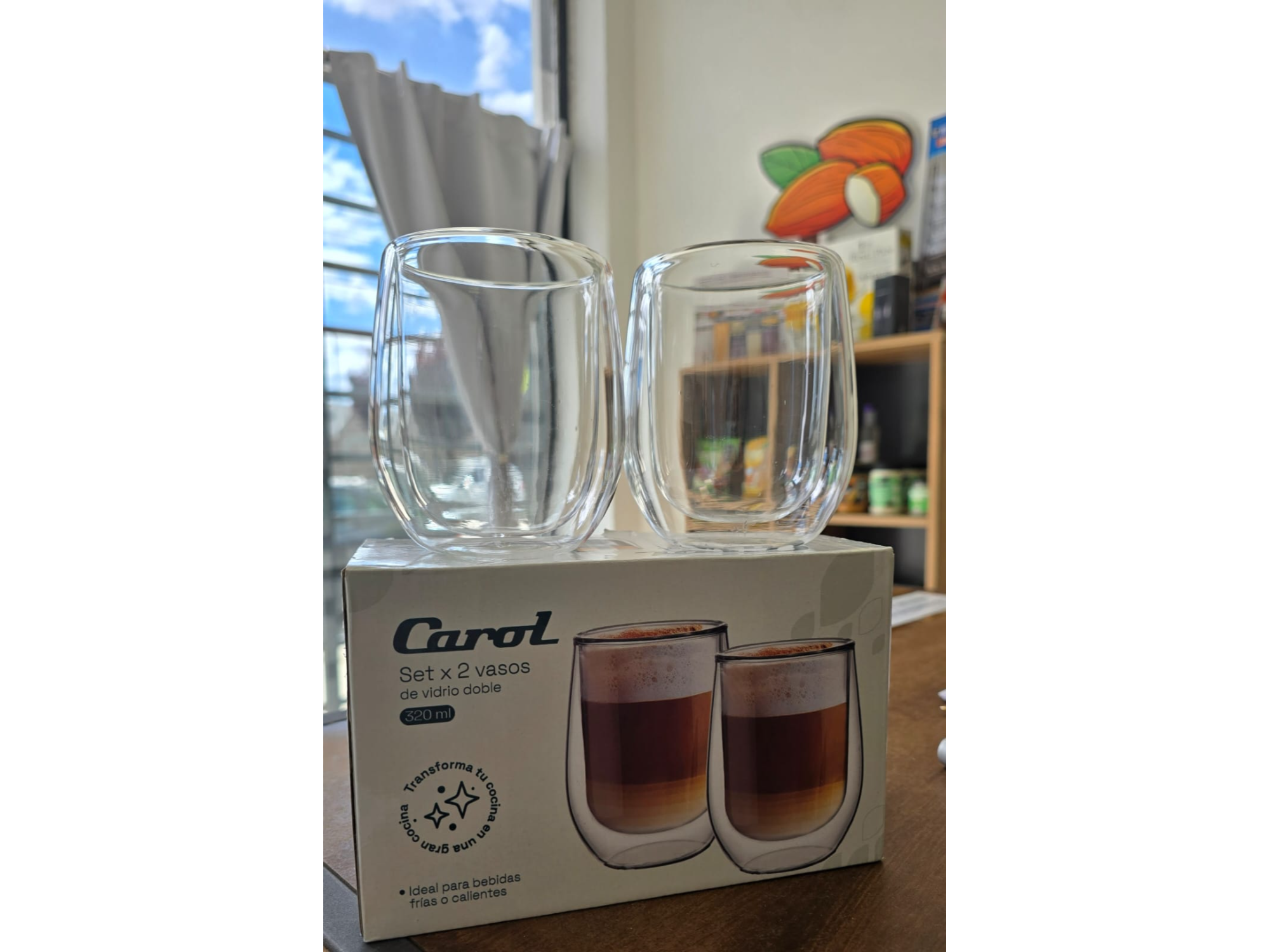Set Taza Doble Vidrio 320ml x 2 - Carol