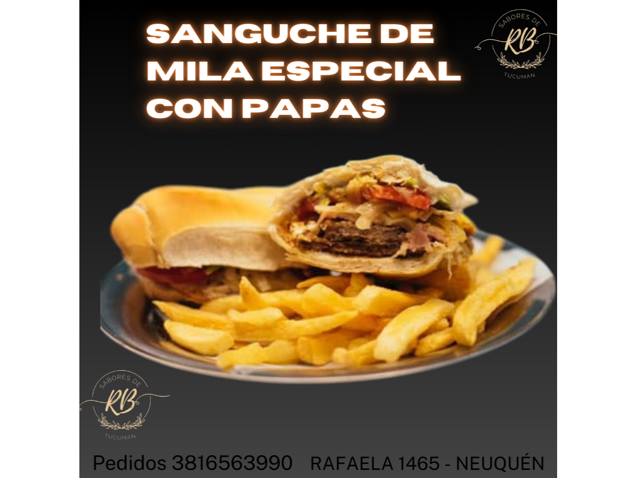 SANDWICH DE MILA ESPECIAL CON PAPAS