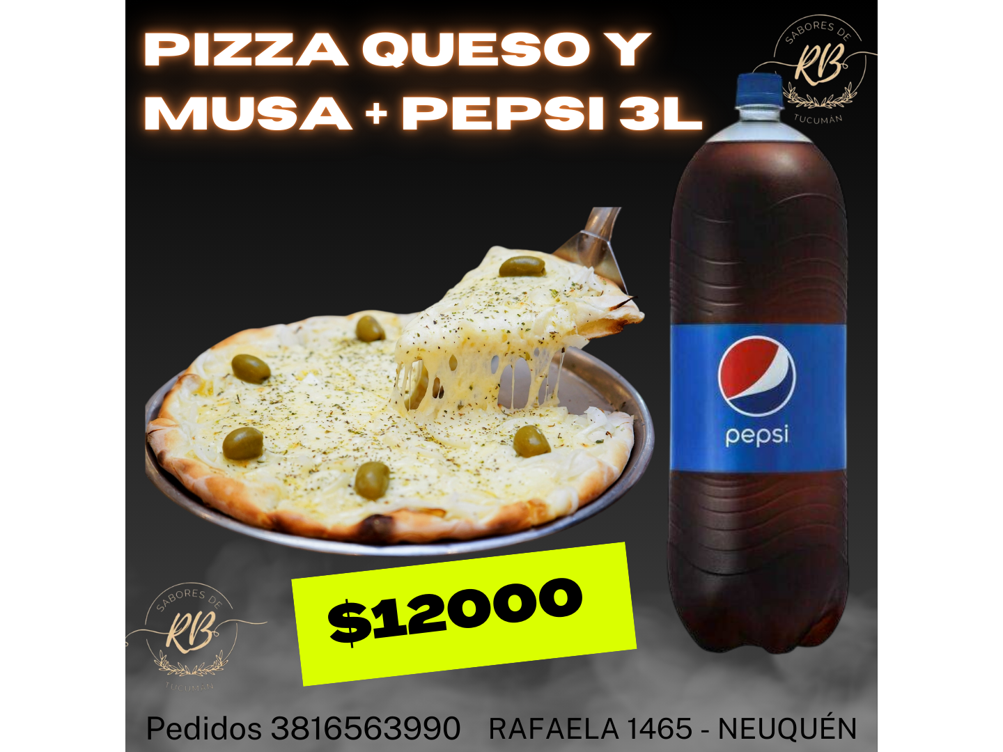 PIZZA  CASERA QUESO + PEPSI 3 LITROS
