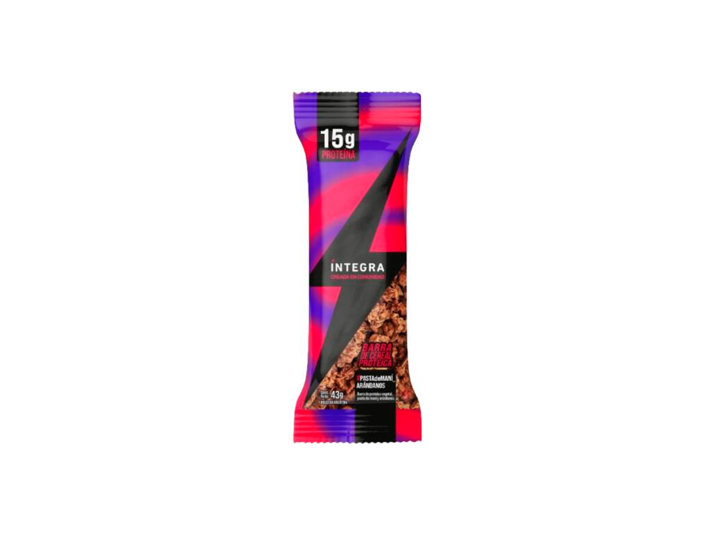 Barra de Cereal Proteica Pasta de Mani y Arandanos x 43g - lNTEGRA -