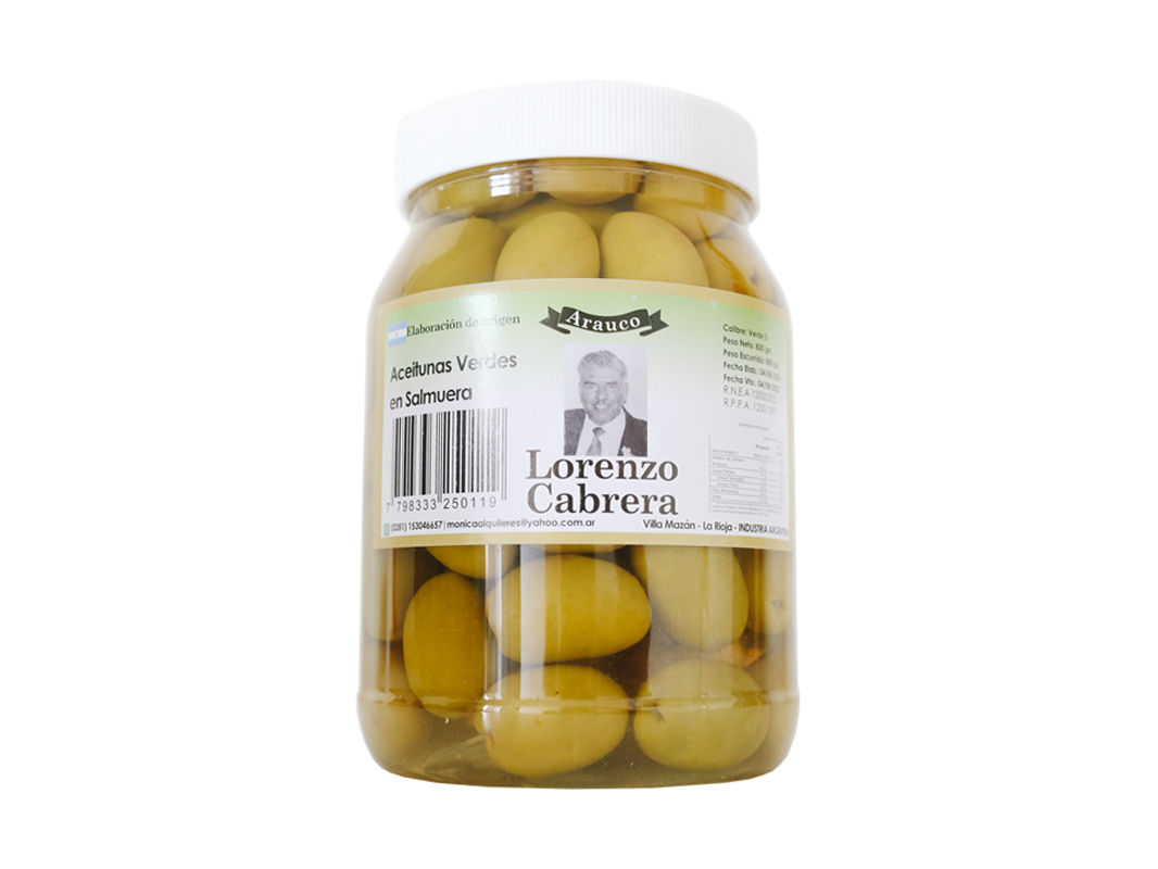 Aceitunas verdes con carozo x500gr - LORENZO CABRERA -