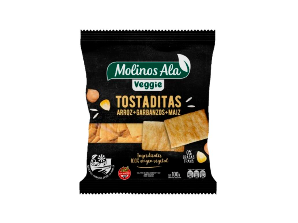 Tostadas de Arroz Veggie (arroz+garbanzos+maiz) x 100gs - MOLINOS ALA -