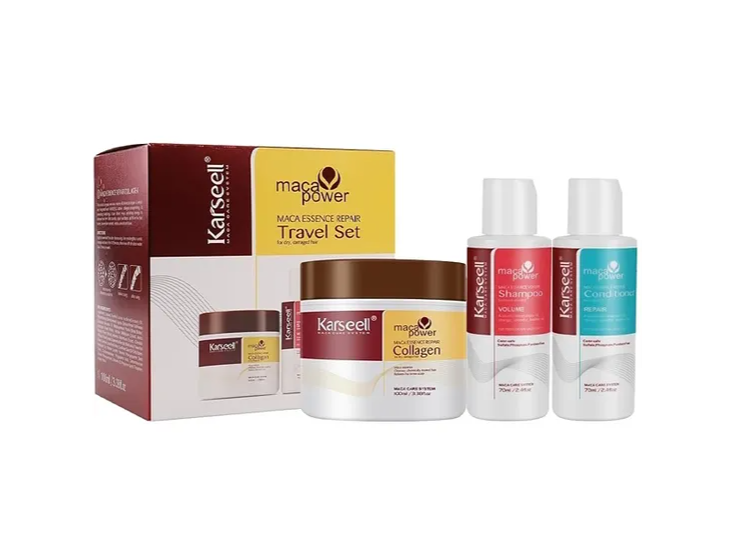 Kit Máscara Capilar Karseell Maca Power Essence Travel Set 100 ML + Shampoo 70ML + Condicionador 70ML