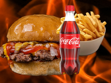 HAMBUR CUARTO + COCA COLA 500ml