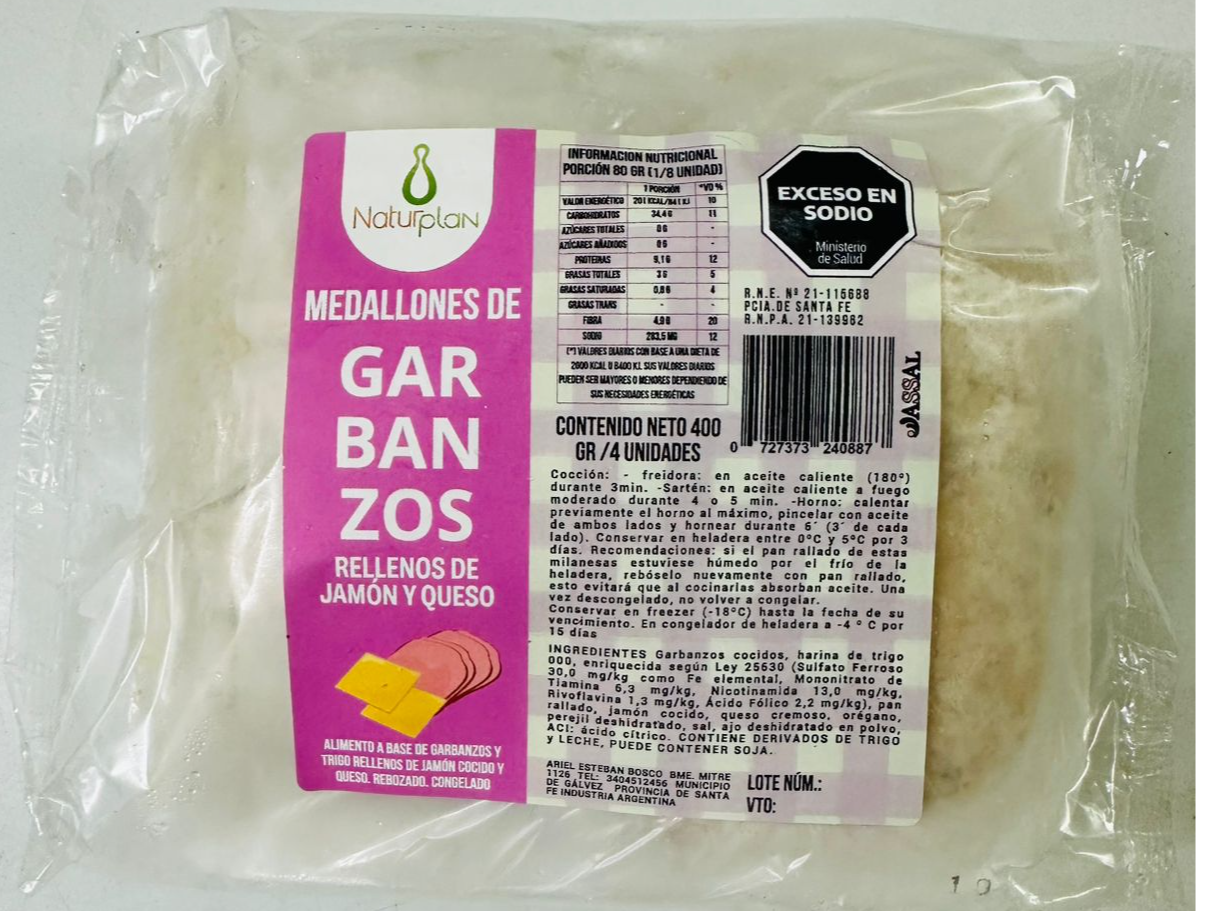 Medallones de Garbanzo Rellenos con Jamón y queso