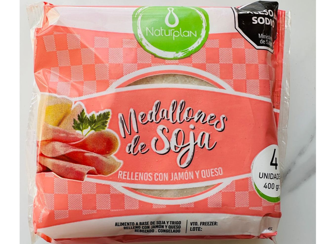 Milas de Soja rellenas con Jamón y Queso x 4 uni