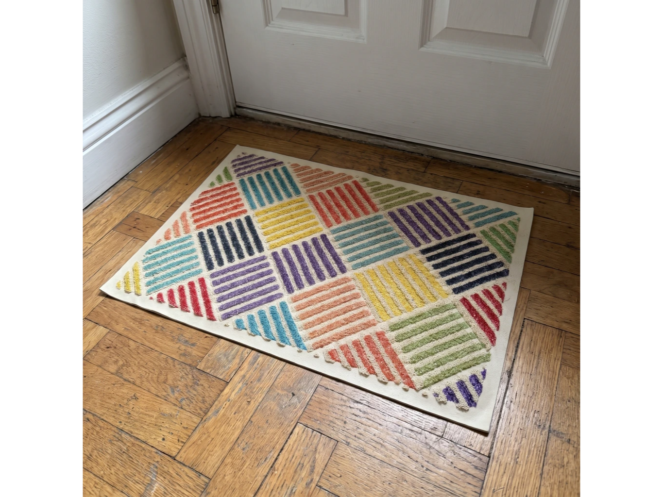Alfombra felpudo líneas multicolor Rombos