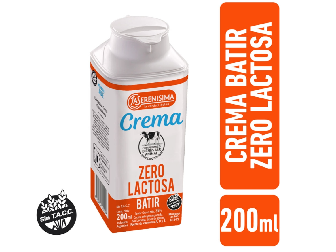 CREMA LA SERENISIMA ZERO LACTOSA X200 ML