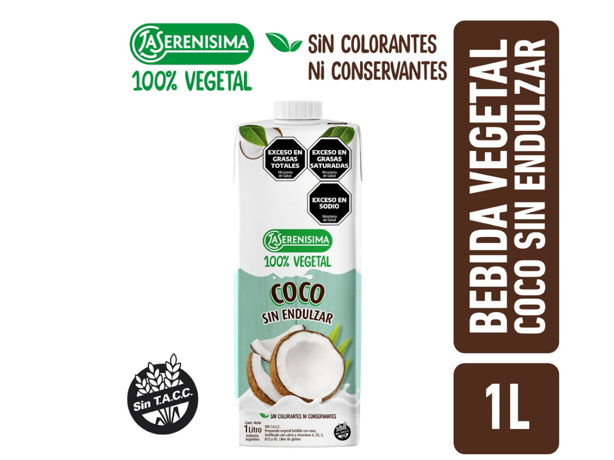 LECHE COCO LA SERENISIMA S/AZUCAR X1L