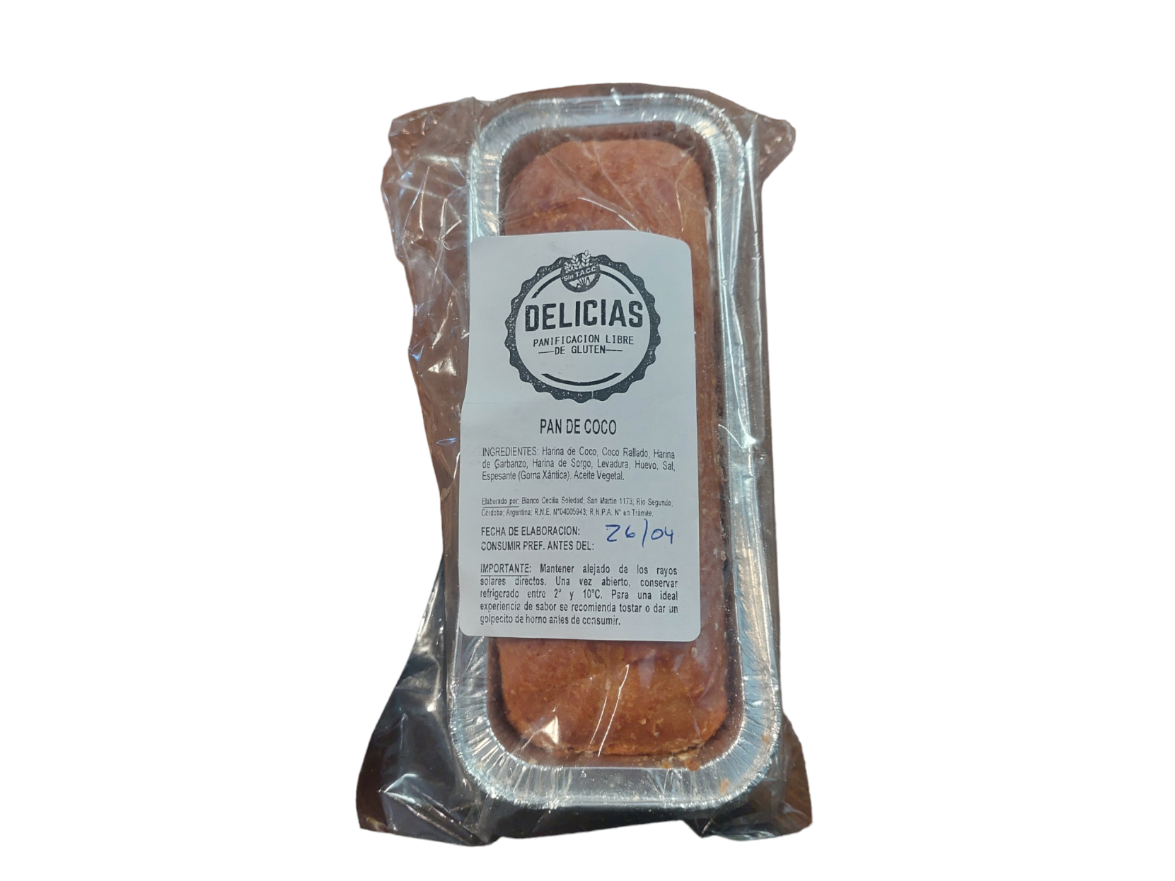 PAN DE COCO DELICIAS SIN TACC X1