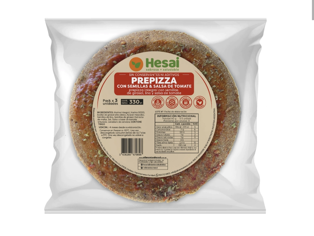 PREPIZAS INTEGRALES HESAI TOMATE x3 unds (Copia)