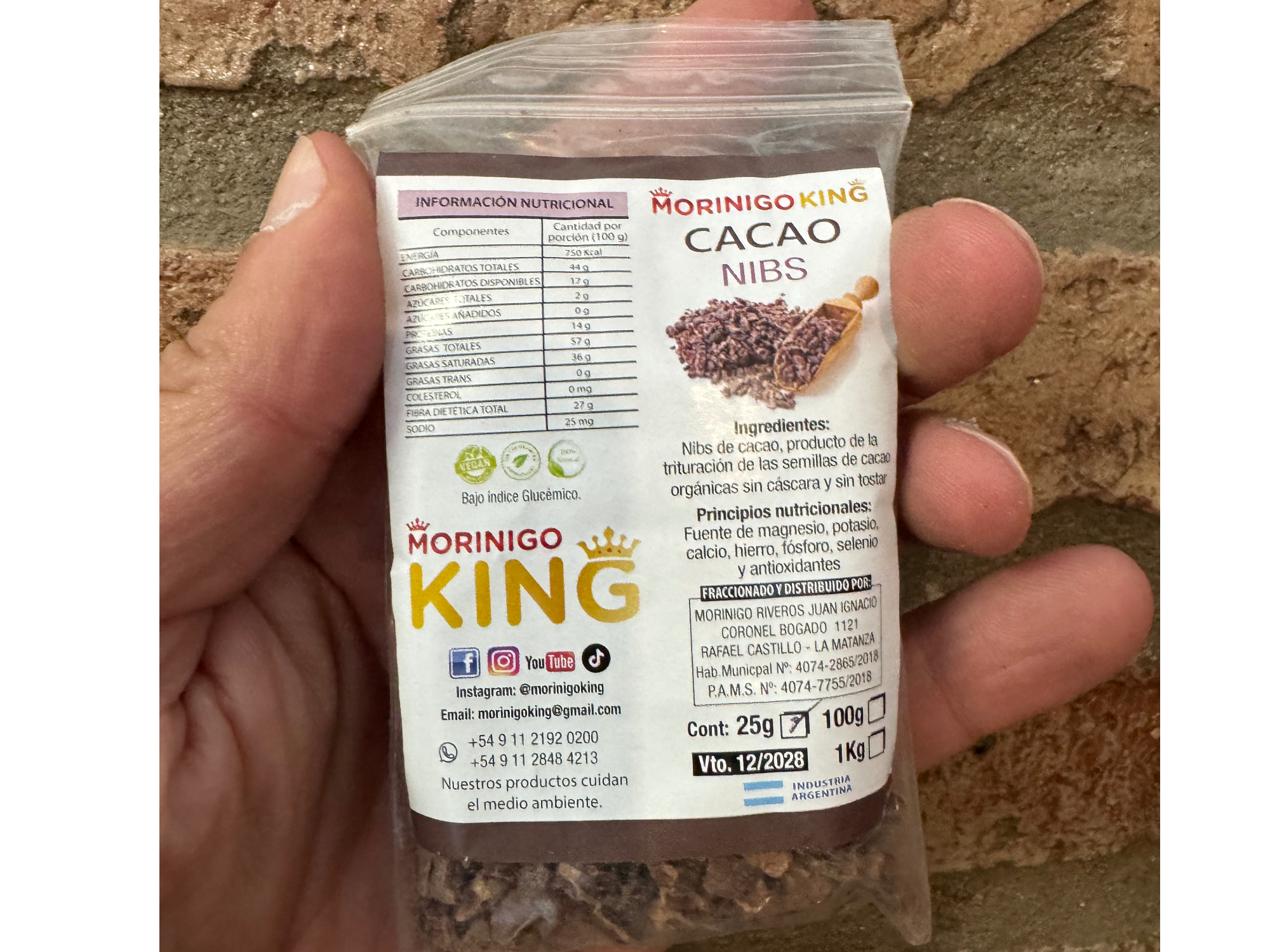 NIBS DE CACAO ORGANICO KING MORINGO X25g (Copia)