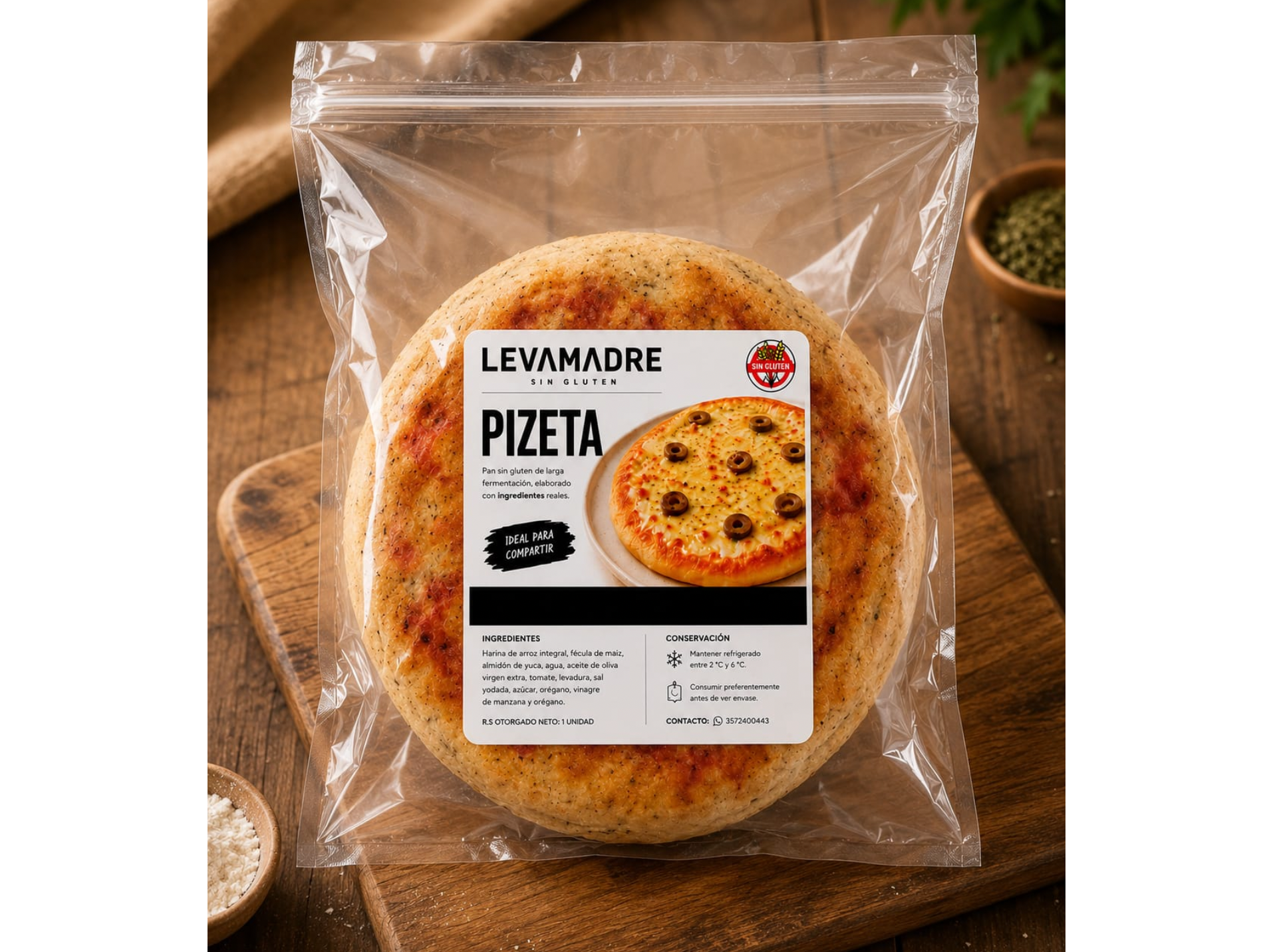 PIZZETA SIN GLUTEN LEVAMADRE X2 Unds (Copia)