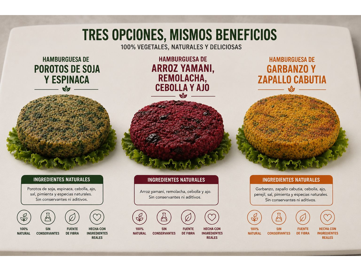 COMBO X12 MEDALLONES VEGANOS, 4 ESIPINACA, 4 ZAPALLO CABUTIA, 4 REMOLACHA