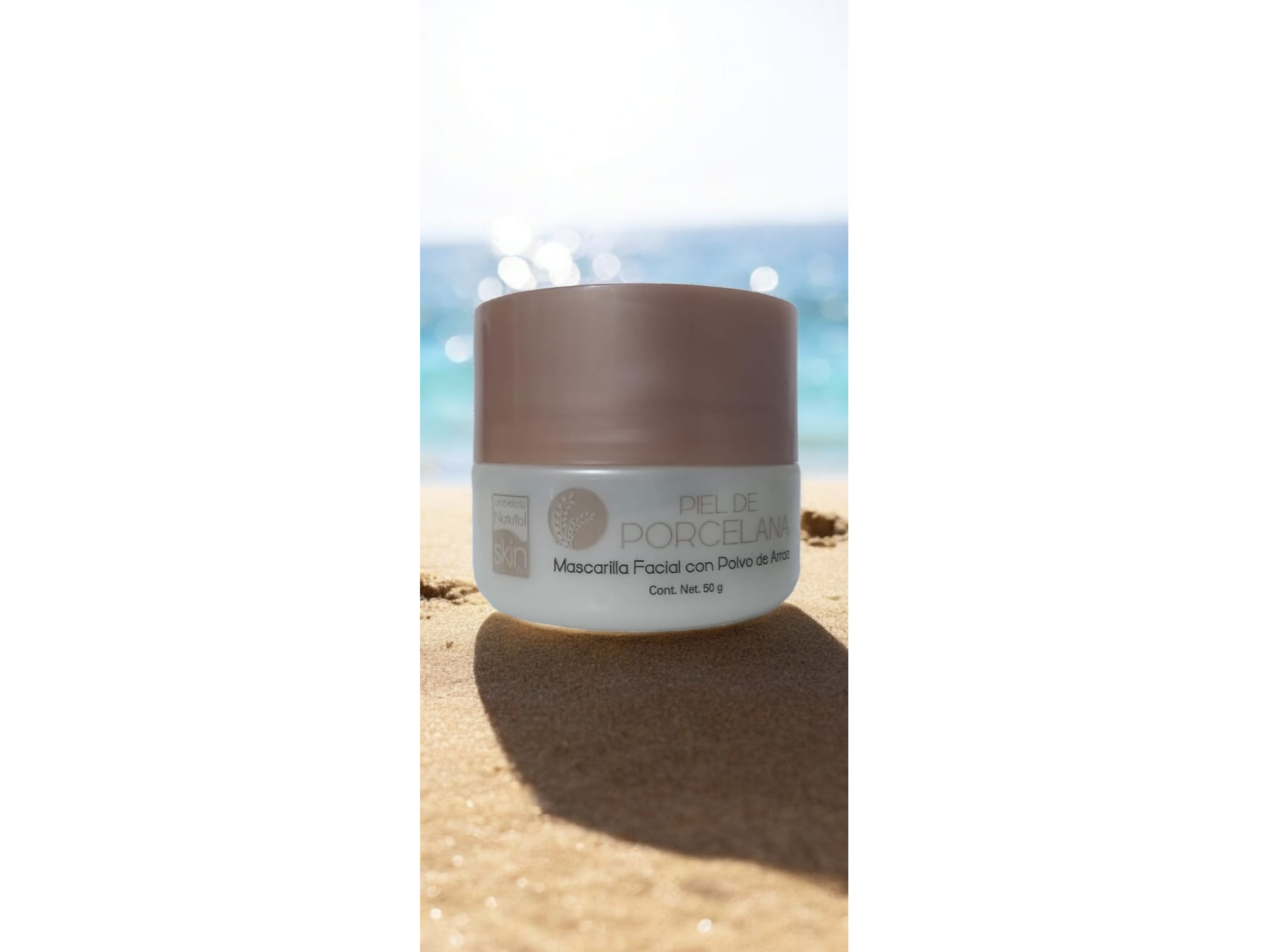 NATURAL SKIN, PIEL DE PORCELANA, MASCARILLA FACIAL C/ POLVO DE ARROZ 50 G.