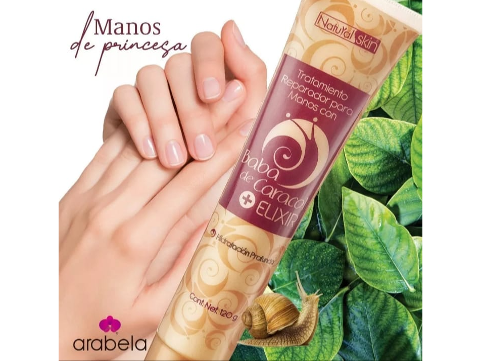 NATURAL SKIN, TRATAMIENTO REPARADOR PARA MANOS CON BABA DE CARACOL + ELIXIR 120 G.