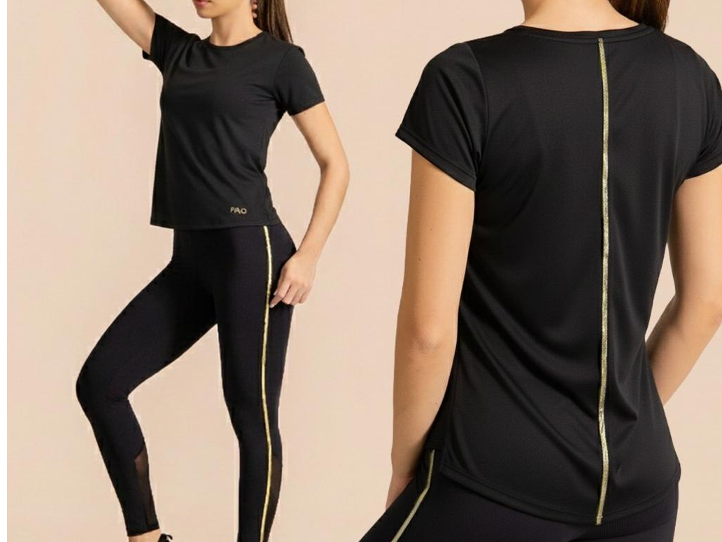 REMERA NEGRA DETALLE ORO