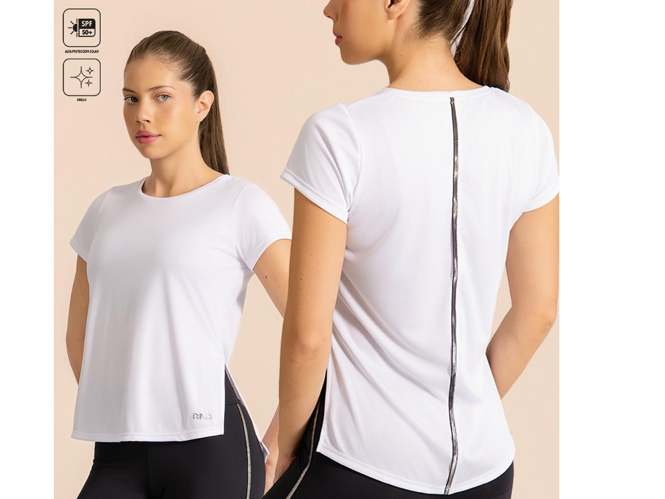 REMERA BLANCA DETALLE PLATA