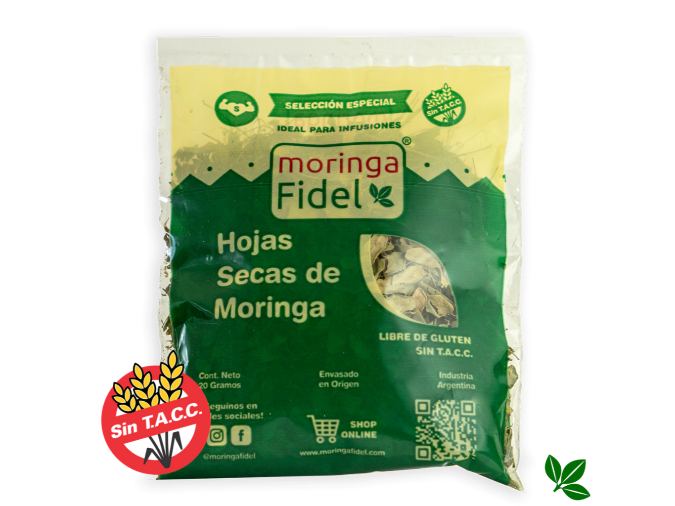 HOJAS SECAS DE MORINGA FIDEL x20 GRS.