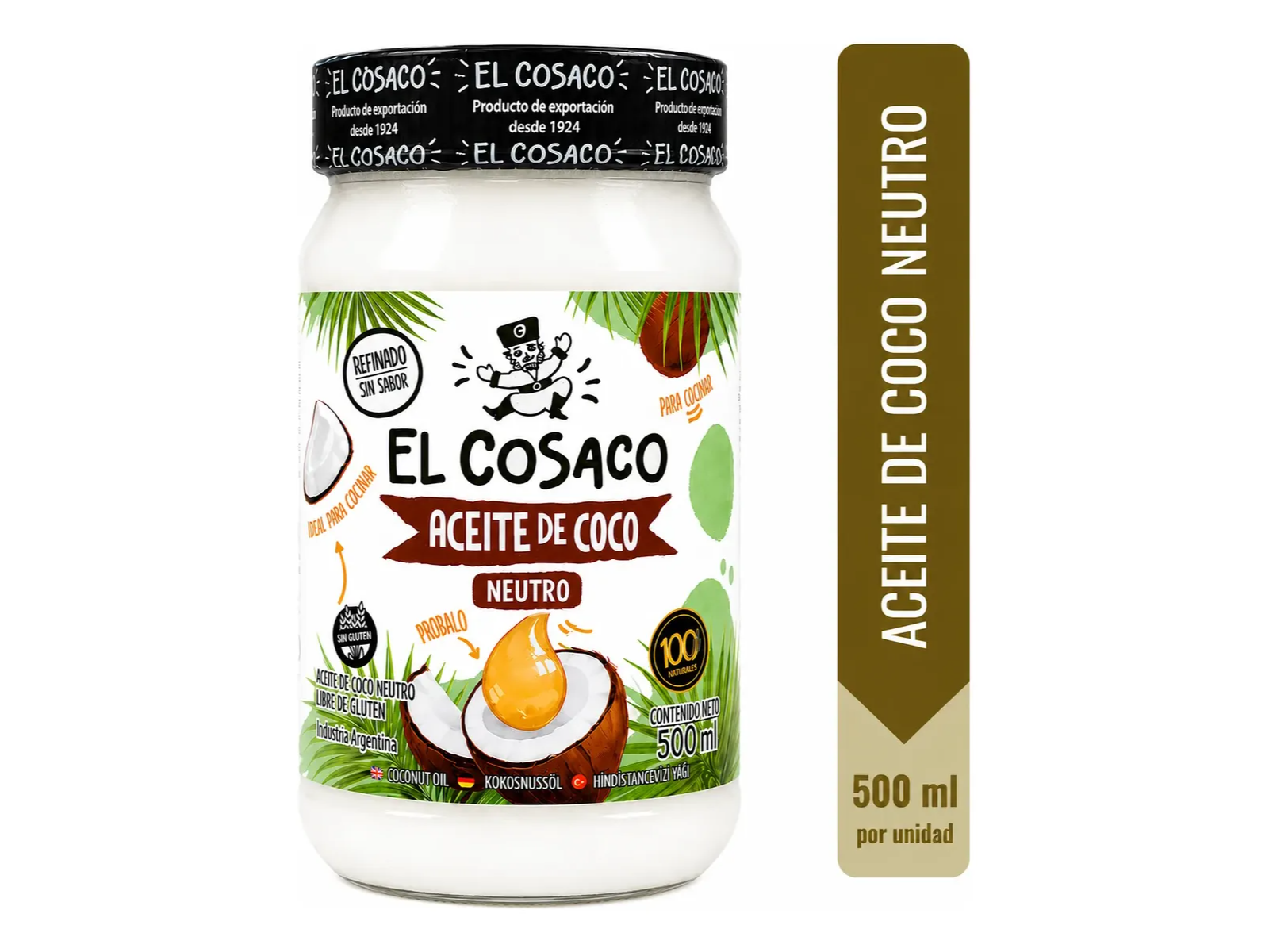 ACEITE DE COCO NEUTRO El COSACO x500 ML.