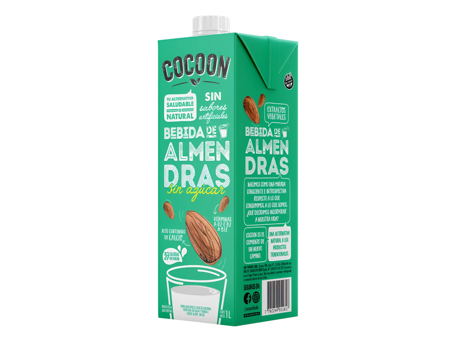 LECHE ALMENDRAS S/AZUCAR COCOON x1 L.