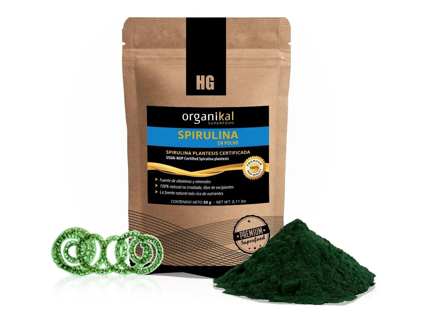 ORGANIKAL SPIRULINA EN POLVO x50 GRS.