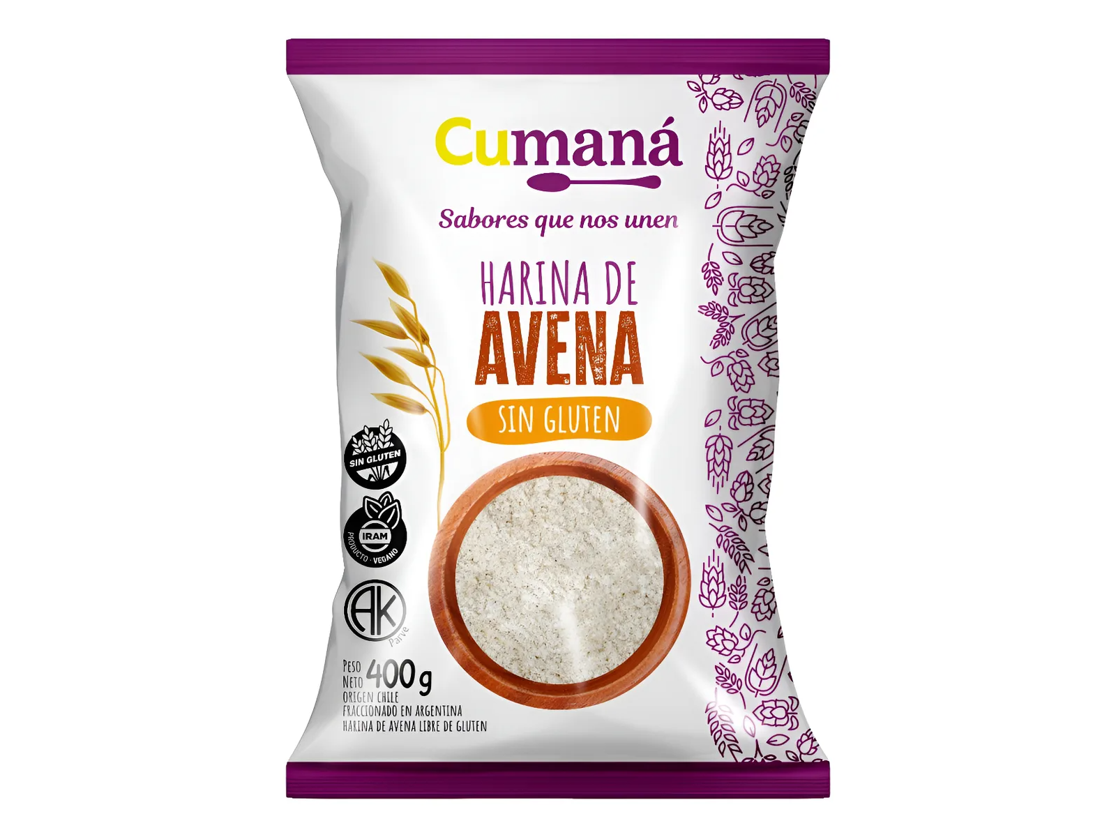 HARINA DE AVENA S/GLUTEN CUMANA x400 GRS.