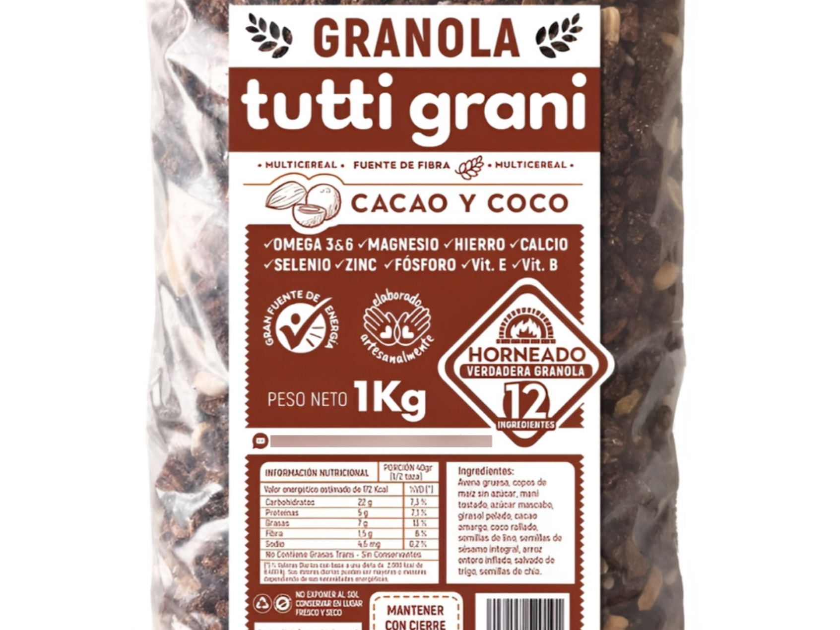 Granola cacao y coco