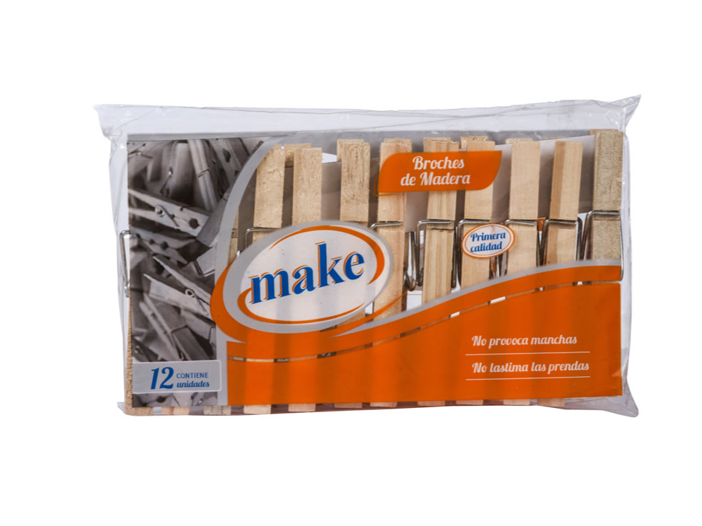 Broche madera Make x12un