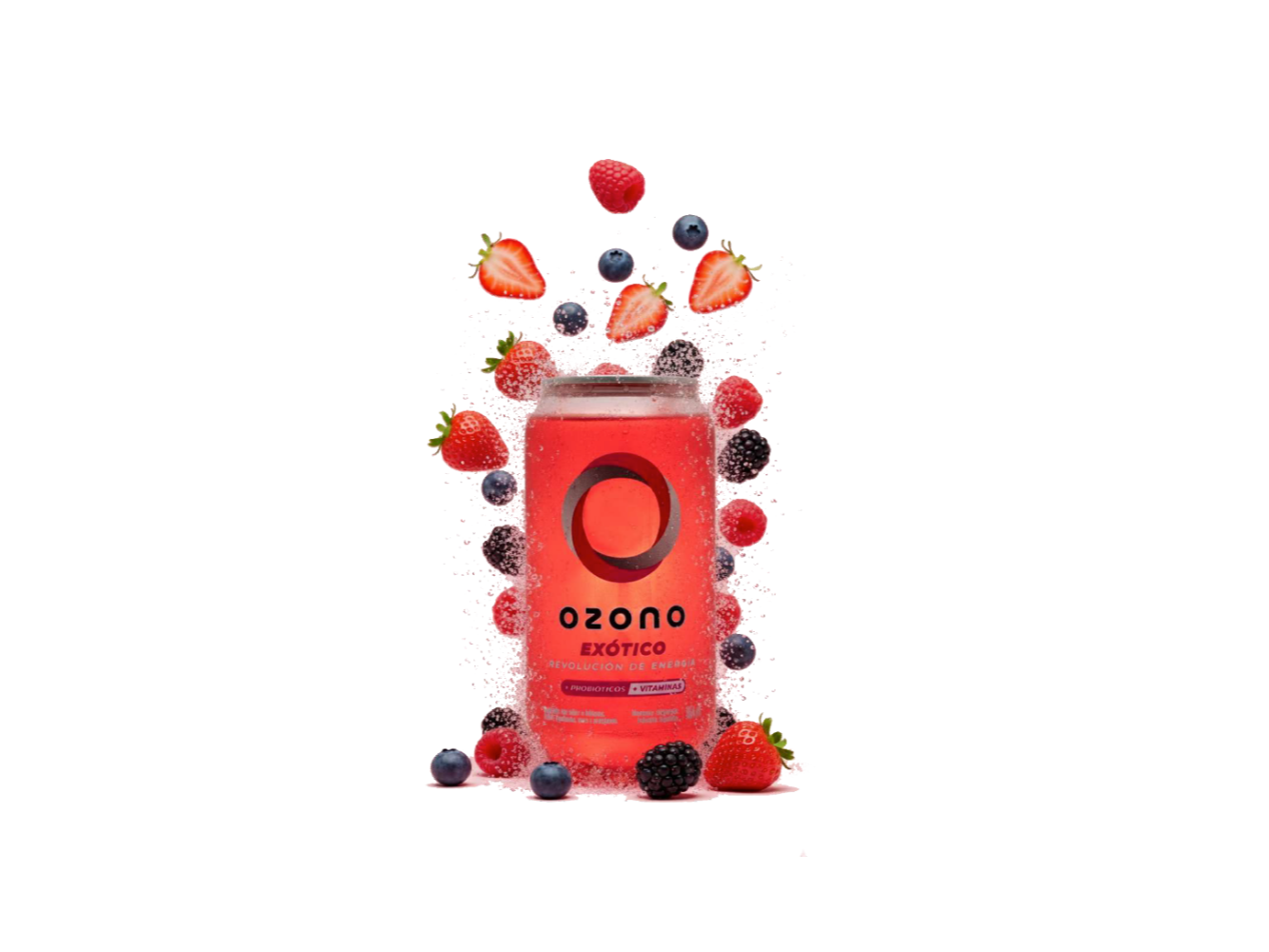 502.PACK x 6 UNID - OZONO EXOTICO Bebida funcional + probioticos y Vitaminas  B y C Sabor HIBISCUS Y FRUTOS ROJOS
