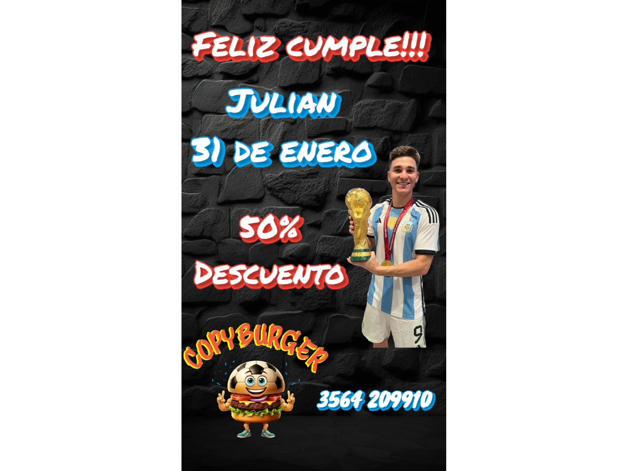 (SOLO EL31 DE ENERO), FELIZ CUMPLE JULIAN