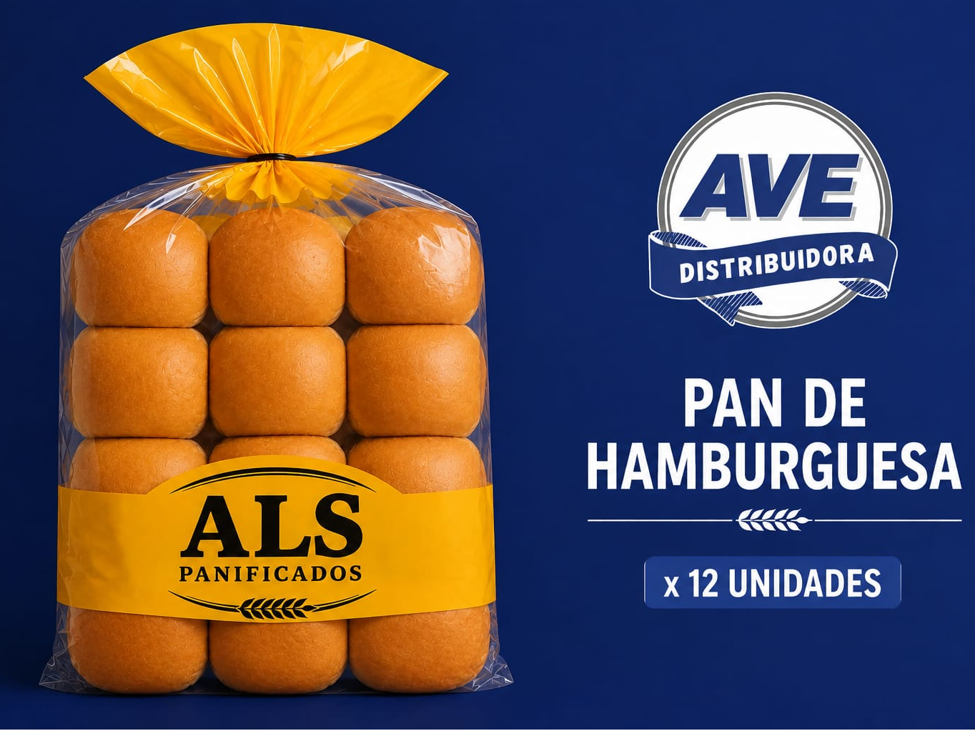 PAN DE HAMBURGUESAS TRADICIONAL X 12 UNIDADES