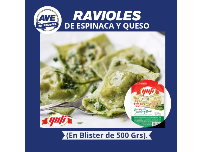 RAVIOLES DE ESPINACA Y QUESO ( x Blister de 500 Grs).