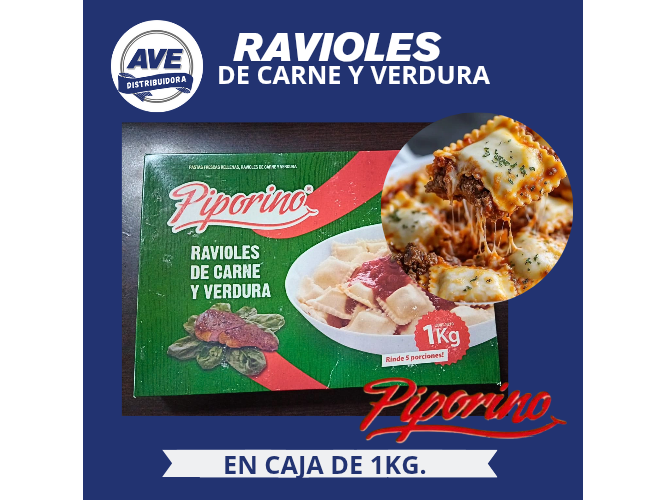 RAVIOLES DE CARNE Y VERDURA- PIPORINO (x Caja de 1Kg).