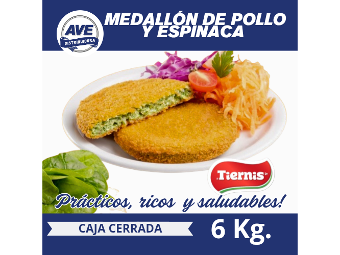 MEDALLON DE POLLO Y ESPINACA (x 6Kg).