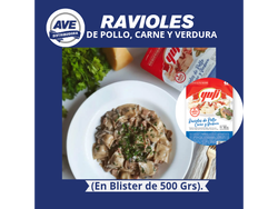 RAVIOLES DE POLLO, CARNE Y VERDURA (x Blister de 500 Grs).
