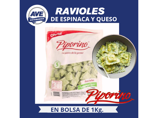 RAVIOLES DE ESPINACA Y QUESO- PIPORINO (En Bolsa de 1Kg).