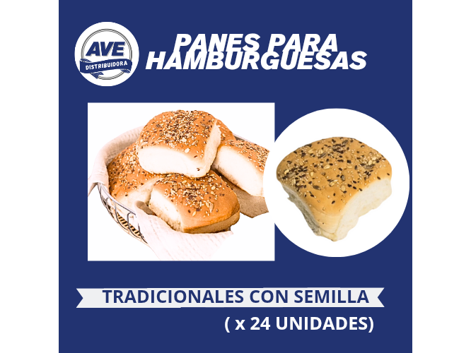 PAN DE HAMBURGUESA TRADICIONAL CON SEMILLA ( x 24 Unidades)