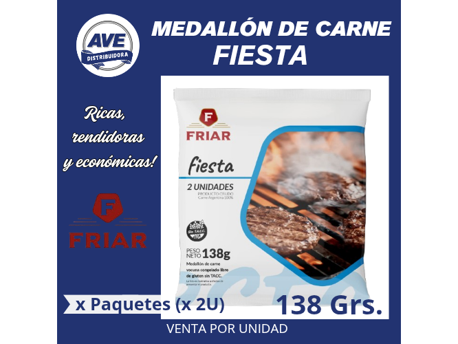 MEDALLONES FIESTA X 60 U. (MINIMO DE COMPRA 15 PAQUETES)  X2U de 138 Grs).