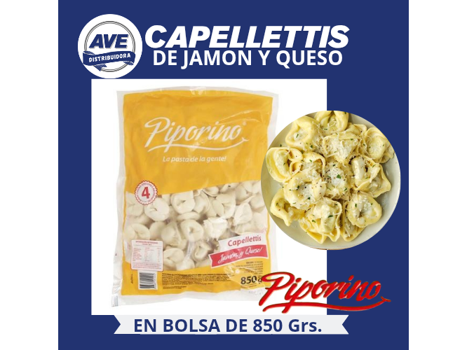 CAPELLETIS DE JAMON Y QUESO- PIPORINO (x Bolsa de 850 Grs).