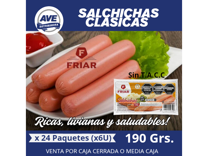 SALCHICHAS CLÁSICAS (x 24 paquetes de 6 Unidades)