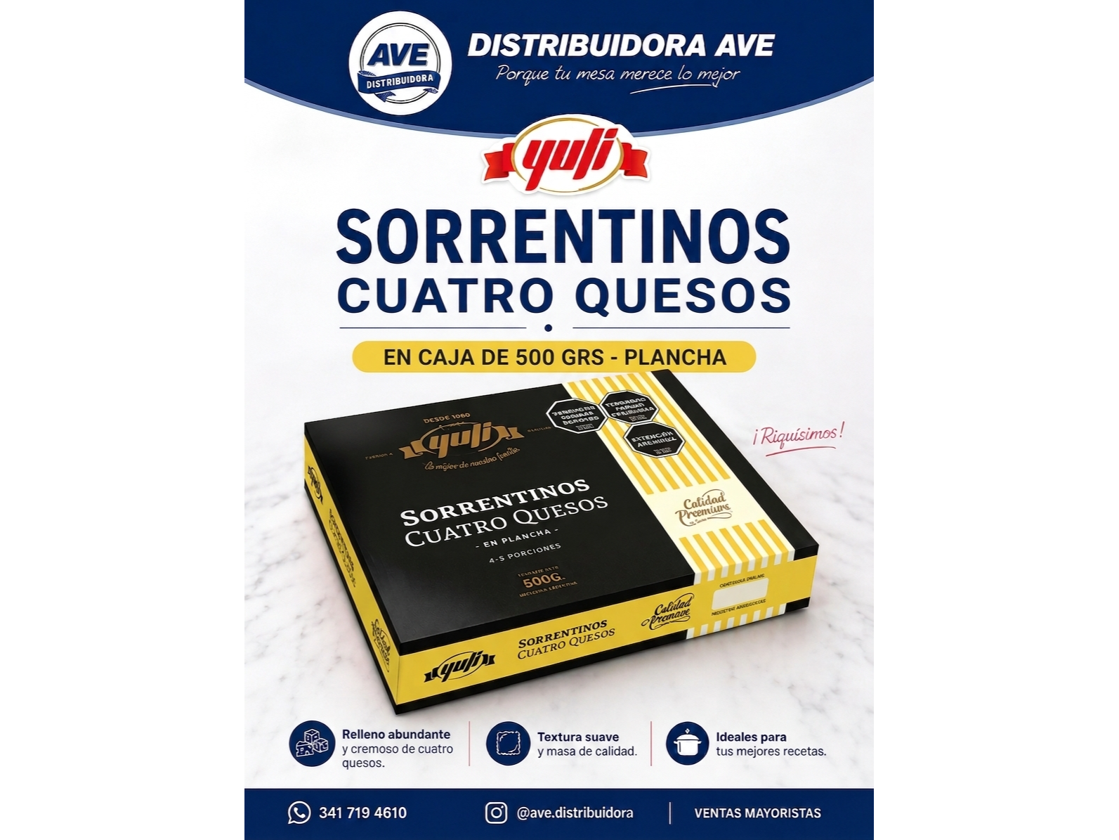 SORRENTINOS CUATRO QUESOS ( x Plancha de 500 Grs).