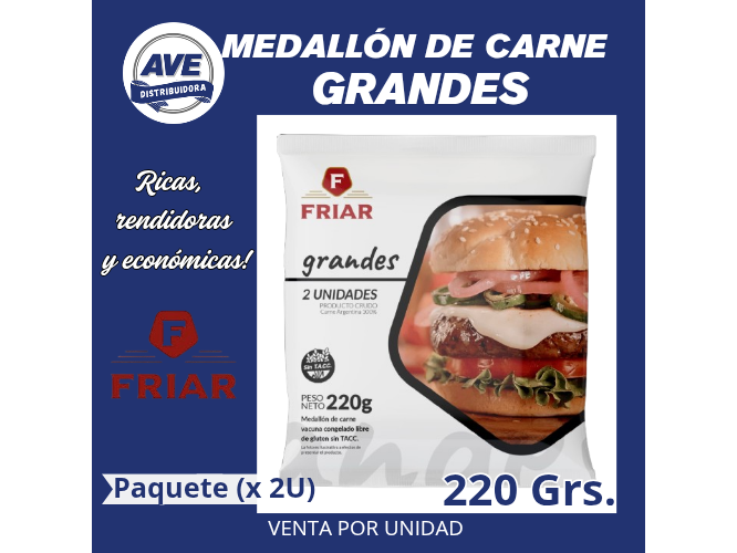 MEDALLON GRANDES 40 U COMPRA MINIMA 10 PAQUETES  - (2 U X 110 GRS ) .