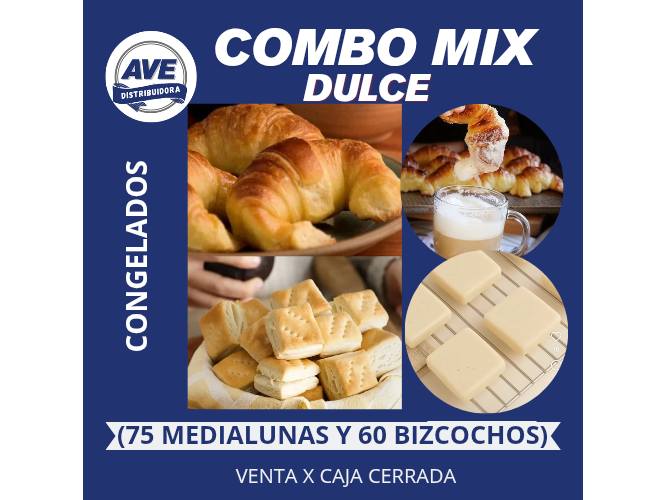 COMBO MIX DULCE - CONGELADOS ( 75 Medialunas y 60 Bizcochos)