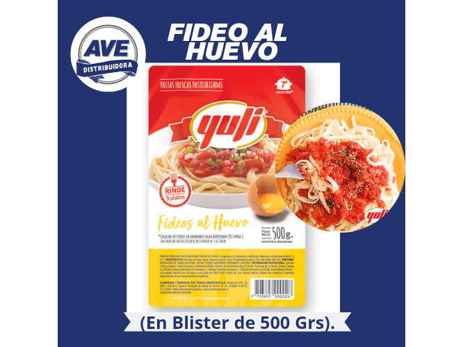 FIDEOS AL HUEVO ( En Blister de 500 Grs).