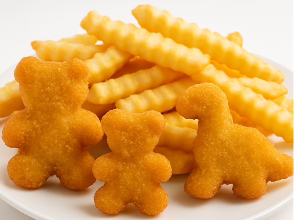 Formitas de pollo con papas fritas