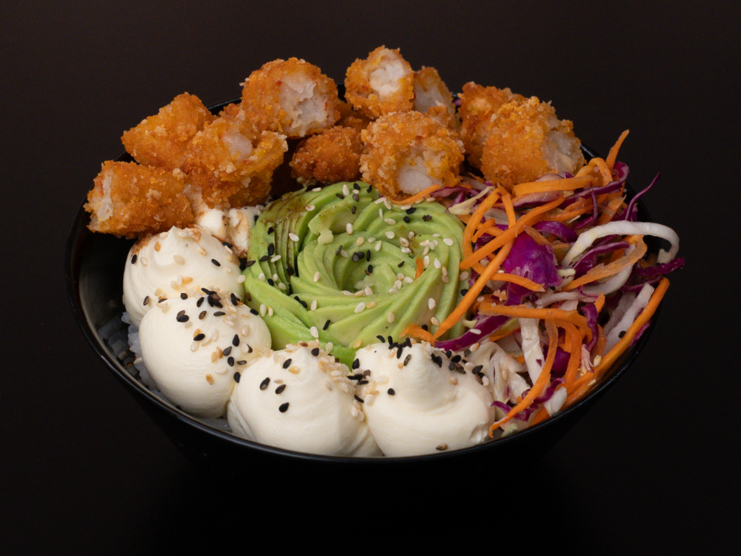 Poke salad de langostinos