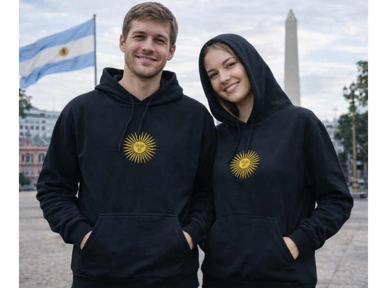 Buzo frizado con Sol de mayo bordado