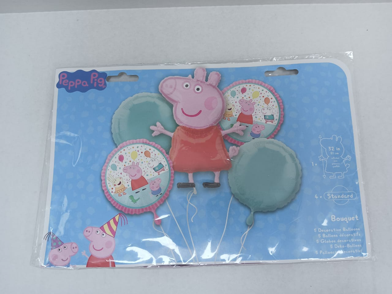 Ramo de globos de Peppa Pig, 5 piezas